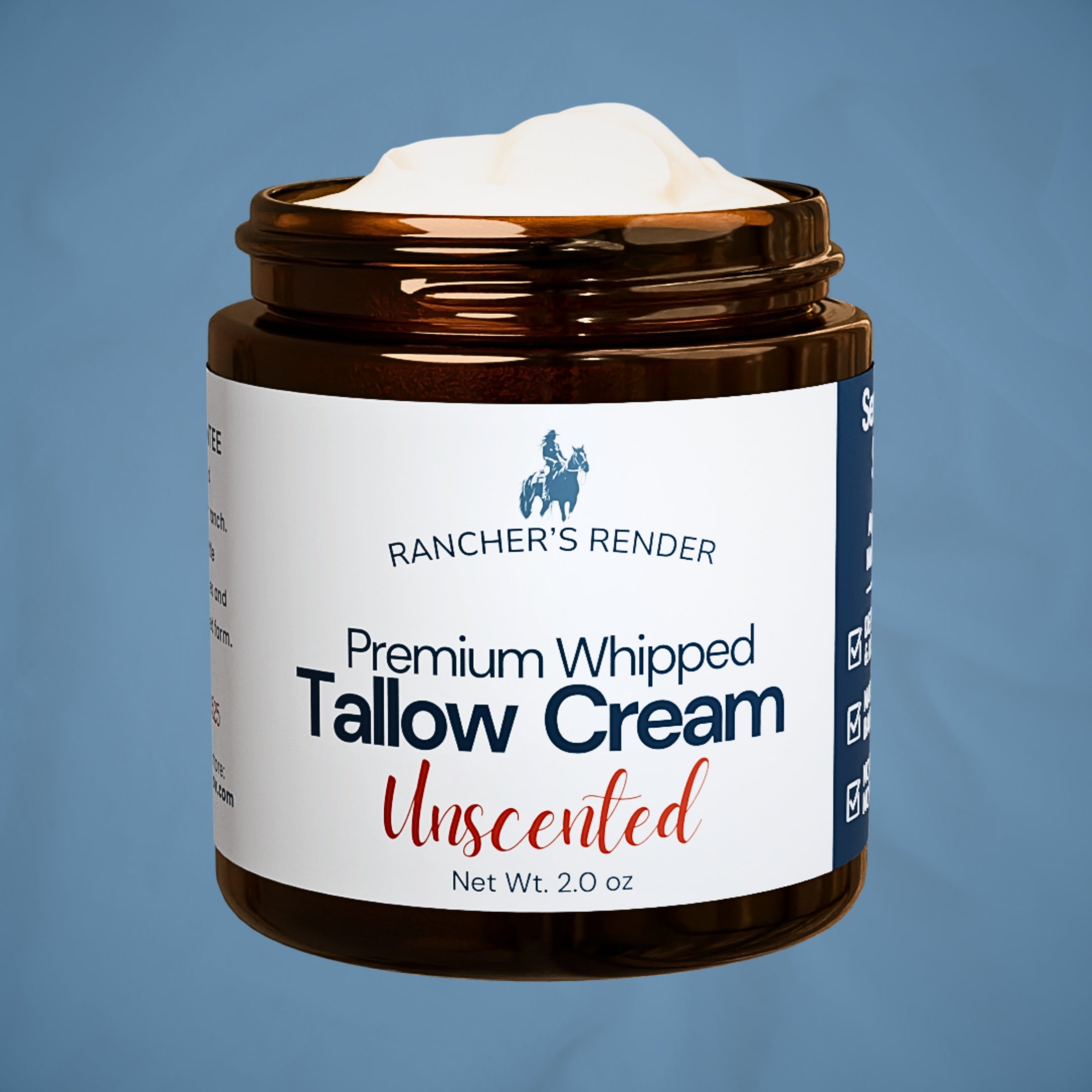 Ranchers Render Unscented Whipped Tallow Cream 2 oz on plain background